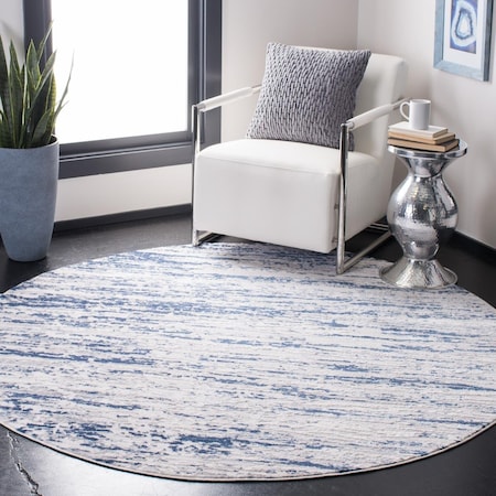 Safavieh 6 ft. 7 in. x 6 ft. 7 in. Amelia Round Power Loomed RugGrey & Navy ALA768B-7R